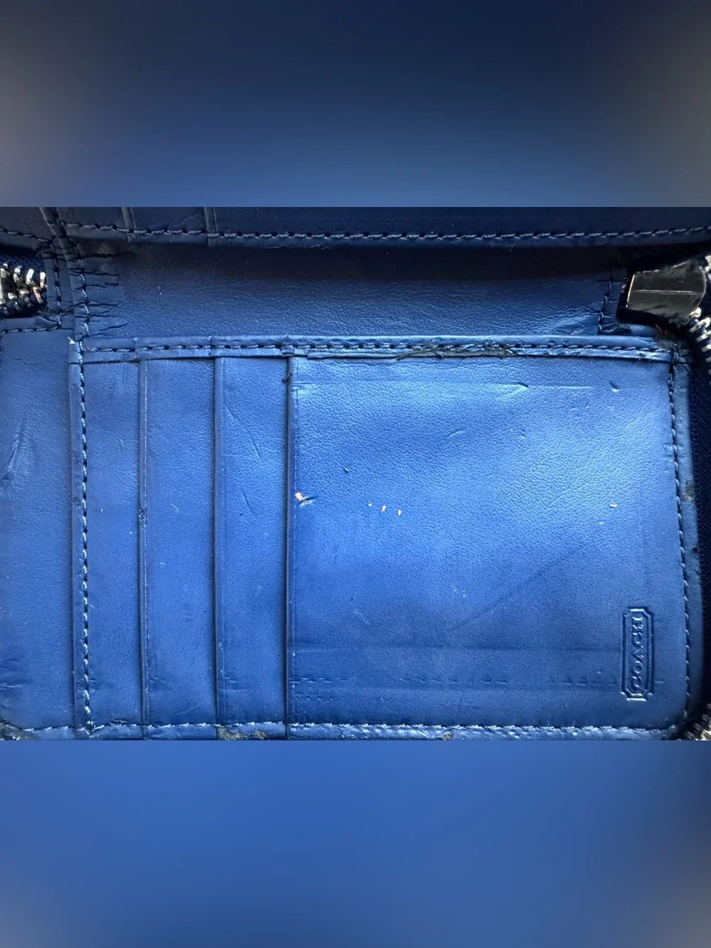 Coach Patent Leather Wristlet in Deep Blue